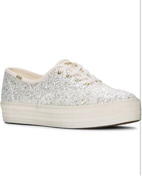 Keds Glitter Platform Sneaker - Cream